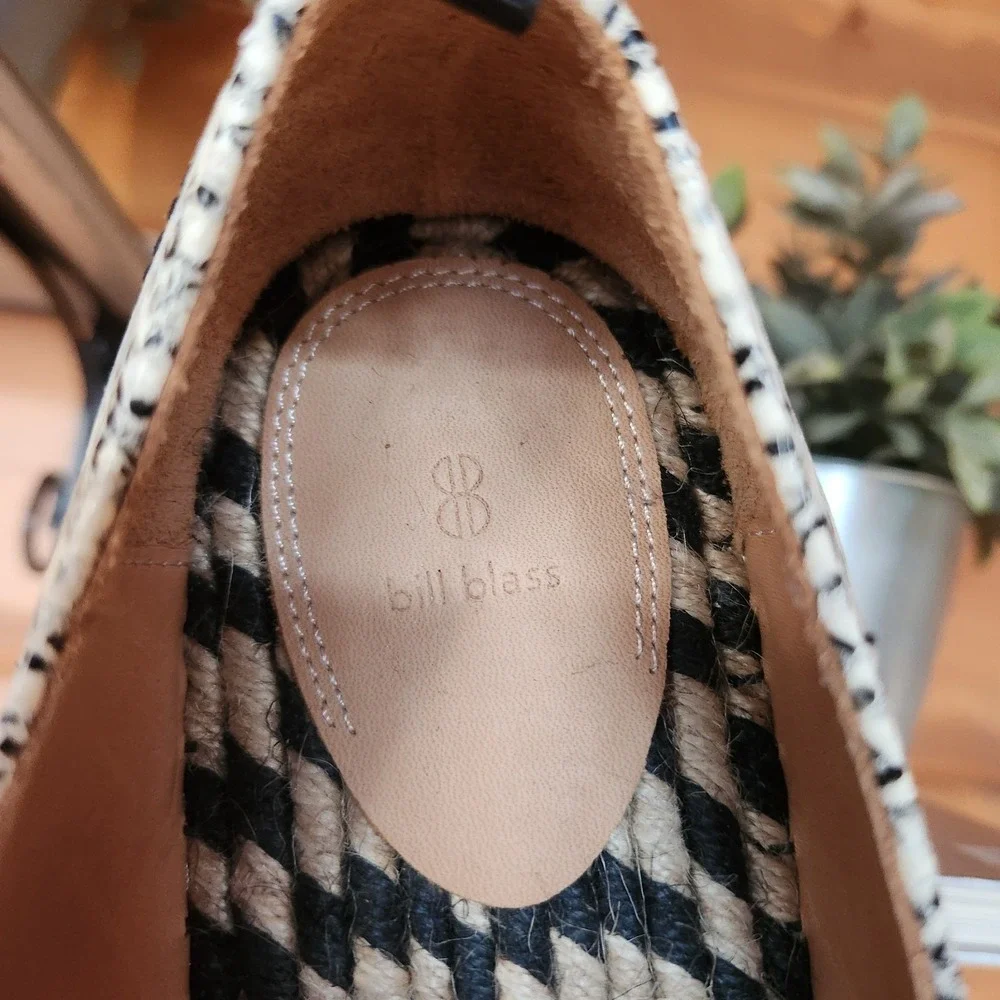 Bill Blass Anthropologie‎ Sutton Espadrille Flats Snake Bead Floral Boho Art 7.5